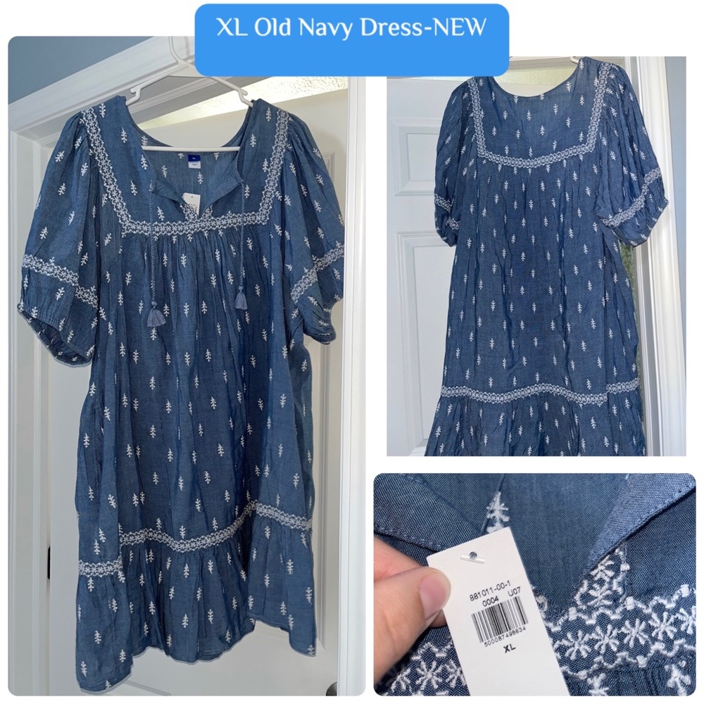 Old Navy Chambray Top with White Embroidery